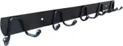 Coat Rack Wall Mounted with 5 Hooks for Hanging, Metal Black