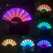 LED Light Colorful Chinese Hand Held Folding Fan Stage Party w/ Remote Control