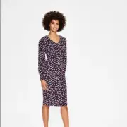 Boden Women's Hannah Navy Burnt Amber Crocus V-neck Career Dress Sz 8P MSRP $180