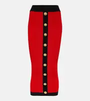 [Balmain] Balmain Ribbed-knit midi skirt UK 8 black