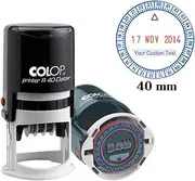 Self Inking COLOP R40 24 Hour Time & Date Stamp 40MM Round Business Stamp Custom Text Red Blue