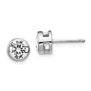 Sterling Silver Cheryl M Rhodium-Plated Brilliant-Cut 7mm Cz Bezel Stud Post Earrings
