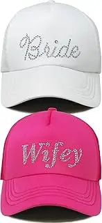 [Generic] Trucker Hats for Women Bachelorette Party Bride Cowgirl Rhinestone Baseball Cap Foam Mesh Bridal Party Hat