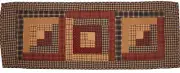 Hand Quilted 36" Table Runner Log Cabin Patchwork Red Tan Blue Millsboro