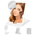 Lighted Travel Mirror Tall with Removable 10X Mirror,Rechargeable Light Mirro...
