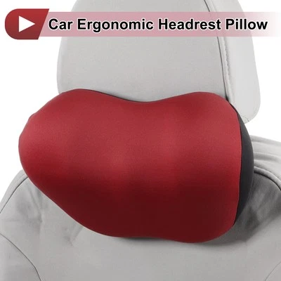 Car Headrest Pillow Polyester, Memory Foam Red 1 Pcs for Driving Travel