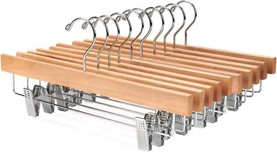 Nature Smile Solid Lotus Wood Deluxe Wooden Pants Hangers Bottom Natural
