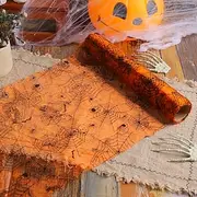Halloween Mesh Table Runner, Bat and Spider Web Party Tablecloth Decoration, Spooky Ghost Festival Dining Mat, Halloween Party Table Decor