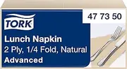 Tork Natural Lunch Napkin, 1/4 Fold 2-ply, 33 cm x 33 cm, 10 x 200 Napkins, 477350
