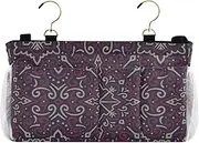 GuoChe Bedside Caddy Organizer Merry Christmas Ethnic Purple Hanging Bag For Bed Fence for College Dorm Rooms Essentials, Hospital Bed Rails,Camp