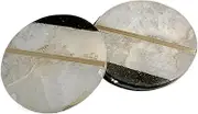 ArtEra Handcrafted Marble Coaster Set with Brass Inlay – 4 inch Elegant Round Coasters (Set of 2)