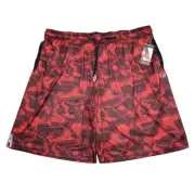 And1 Shorts Mens 3XL Red Abstract Drawstring Elastic Waist 11" Basketball