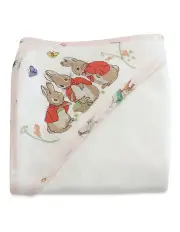 [Peter Rabbit] Flopsy Mopsy and Cottontail Hooded Towel in White