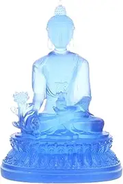 Healeved Resin Buddha Craft Statue Small Buddha Figurine Meditation Decor Home Office Decor Blue