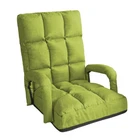 SOGA Adjustable Foldable Single Lazy Sofa Bed Floor Chair with Arms Yellow Green