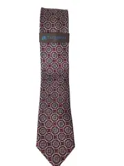 NWT Tattersall London Burgundy Red Geometric Design Silk Necktie