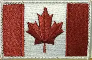 CANADA Flag Patch With Hook & Loop Fastener Burgundy & White Version White #4