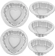 OKUMEYR Set of 5 Aluminum Alloy Cake Moulds Metal Cake Tin for Baking Non-Stick Pudding Molds Mini Bread Molds Easy to Use Clean