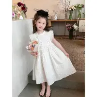在飛比找ETMall東森購物網優惠-純棉中大童裝蕾絲白裙子兒童公主裙女童背心裙連衣裙2023夏裝