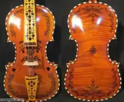 hand made solid woo Norwegian hardanger fiddle 4/4 violin 4*4 strings #10263