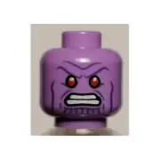 LEGO - Minifig, Head Red Eyes, White Teeth, Dark Purple Cheek Lines, Angry