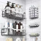 Adhesive Shower Caddy, 5 Pack Stainless Steel Bath Organizers With No Drilling,
