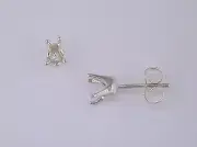 4 Prong Pear Shape Earring Setting Sterling Silver
