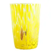 Murano Glass Drinking Glass Tumbler Yellow Handmade Red Millefiori