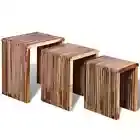 vidaXL Nesting Table Set 3 Pieces Reclaimed Teak HEE