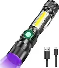 3 in 1 Rechargeable UV Light Torch, Black Light Torch Tactical Flashlight with S