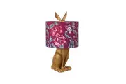 Yolan Rabbit Sitting Base Fabric Flower Shade Desk Table Light Lamp Gold/Red