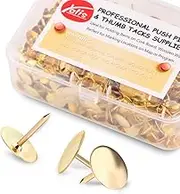 Yalis Thumb Tacks 500-count, 3/8-inch Steel Roundness Push Pins Office Tacks for Corkboard (Gold)