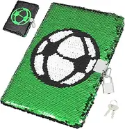 Sequin Notebook Lockable Diary Football Pattern Lockable Journal Notebook Diary Lock