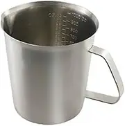 Sissiangle 18/10 Stainless Steel Measuring Cup,Frothing Pitcher with Marking with Handle for Milk Froth, Latte Art (32OZ/1 Liter)