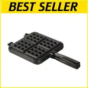 Cast Aluminum Belgian Waffle Iron - Non-Stick Stovetop Waffler for Crisp Waffles