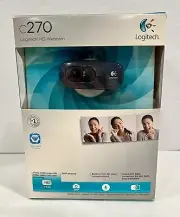 Logitech C270 720p HD Webcam with Built-in Mic-New In Box