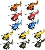 HONMEET 12Pcs Pull Back Helicopter for Miniature Flying Helicopters Engaging Playthings for Boys and Birthday and Home Decoration Random Color