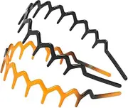 Zig Zag Headband Wavy Hair Comb Shark Tooth Headbands for Women Plastic Zigzag Headband Head Bands for Women's Hair Shark Tooth Comb Headband Black Brown Wavy Hairband 2PCS Zigzag Headbands