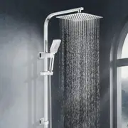 ACA WELS Square 10" Ultrathin Rainfall Shower Head 3-MODE Handheld Set Gooseneck Arm Wall Rail Diverter Chrome
