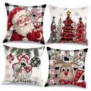 Christmas Throw Pillow Covers 18x18 Inch Set of 4, 18" x 18" (Pack of 4) Black