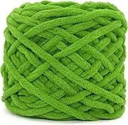 Chunky Chenille Yarn for Crocheting,Grass Green Fluffy Velvet Plush Yarn Thick Soft Chunky Chenille Yarn Baby Blanket Yarn for Crocheting Knitting Beginners 100g(Grass Green)