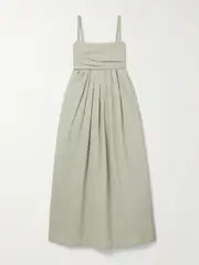 [Proenza Schouler White Label] Proenza Schouler White Label - Claudine Open-back Pleated Poplin Midi Dress - Sage green - US12 US 12 Green