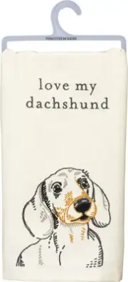 Primitives by Kathy Love My Dachshund Dish Towel, 26"