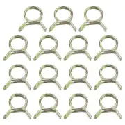 15Pcs Double Wire Spring Hose Clamps, 10mm Tube Clips, Color Zinc