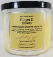 Bath Body Works Candle GINGER & HINOKI Scent 3-wick Jar 14.5 oz Linda Song