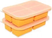 Bangp 1-Cup Silicone Freezer Trays with Lid,2 Pack,Easy-Release Silicone Freezer Containers,Soup Freezer Molds,Freeze and Store Soup,Broth,Sauce,Leftovers - Makes 8 Perfect 1 Cup Portions