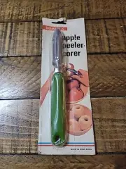 Vintage Apple Corer Peeler Green Handle FARMHOUSE Kitchen Utensil
