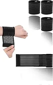 Elastic Wrist & Ankle Support Straps - 4-Pack Breathable Compression Bandages for Tennis, Gym, Sports | Adjustable Wrap | Injury Prevention & Recovery Aid