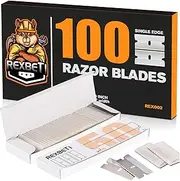 REXBETI 100PCS Single Edge Razor Blades, Industrial Razor Blades for Scraper, Suitable for Removing Labels, Decals, Stickers and Old Paint
