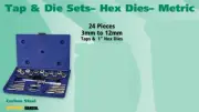 24 PIECES 3MM TO 12MM TAP & DIE SETS-IRWIN ITEM NO. 2591520(FT)